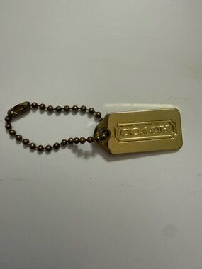 Coach Gold Logo Dog Tag Keychain